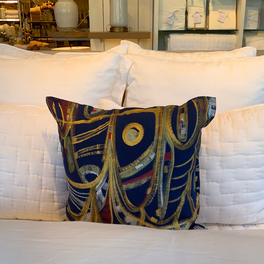 Golden Blue Fanfare - Custom Hand Painted Pillow Case